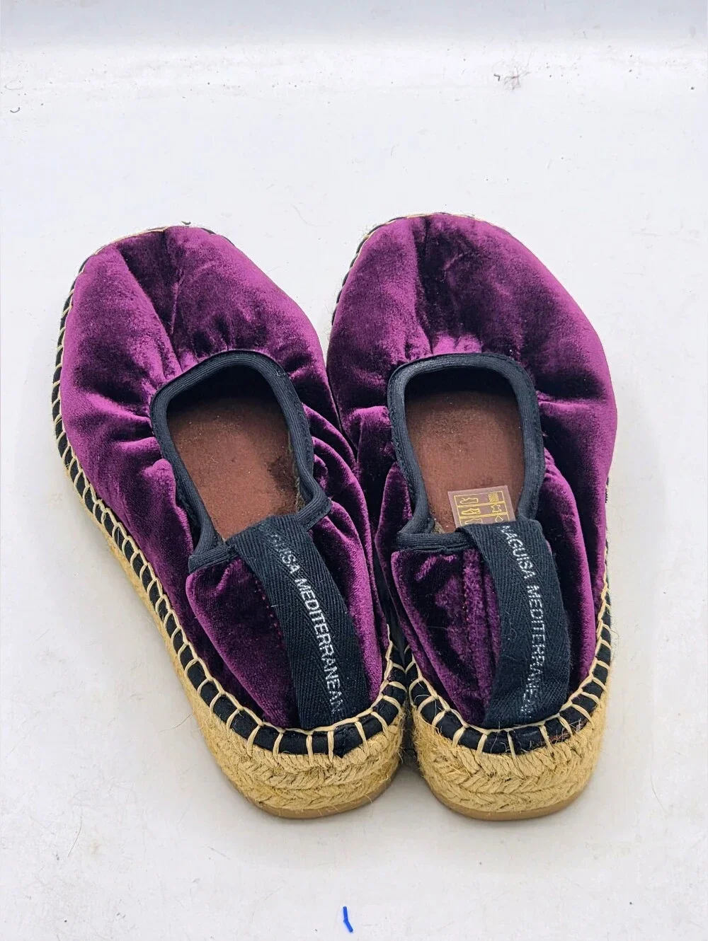 Anthropologie Naguisa Life Purple Velvet Allium Espadrille Flat Spain Sz 36 Boho